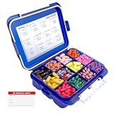 12 Compartment Large Pill Case with Airtight Seal - Silicone Gasket Waterproof Med Box with Medication Map and Medical Alert Card (12 Compartment, Cobalt Blue, 1 Pack)