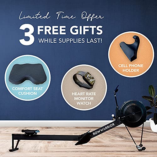 AirRow Fitness Rowing Machine – Rower Exercise Equipment for Gym and Home Use – Fitness and Cardio Trainer for Total Body Workout – Real Time Data Display – Stamina and Endurance Workout