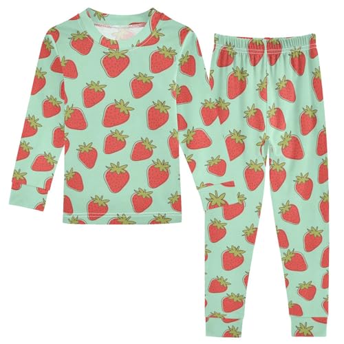 ALAZA Strawberry Fruit Lovely 2 Piece Pajama Set Long Sleeve Top and Pants Sleepwear Unisex