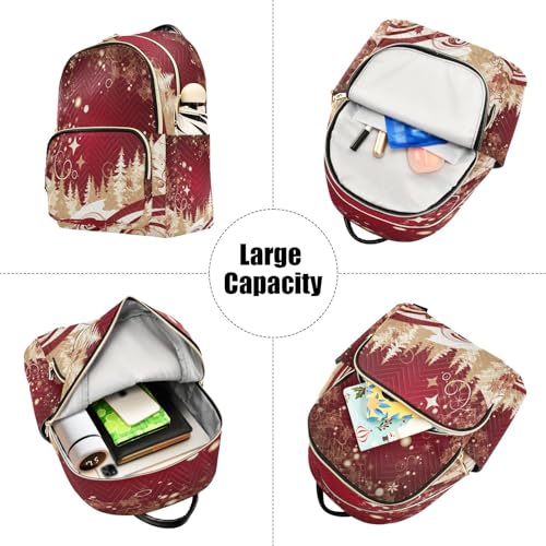 Image of ALAZA Star Snowflake Merry Christmas Pine Tree Women Backpack Purse Ladies Fashion Shoulder Bag Daypack Travel Bag 7.5L