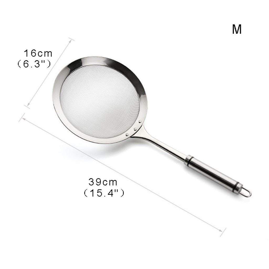 Espumadera Colador Acero inoxidable de malla fina Colador con mango Tamices Tamiz Harina Pasta Colador Colador Herramientas de cocina práctica Coladores de Cocina (Size : M)