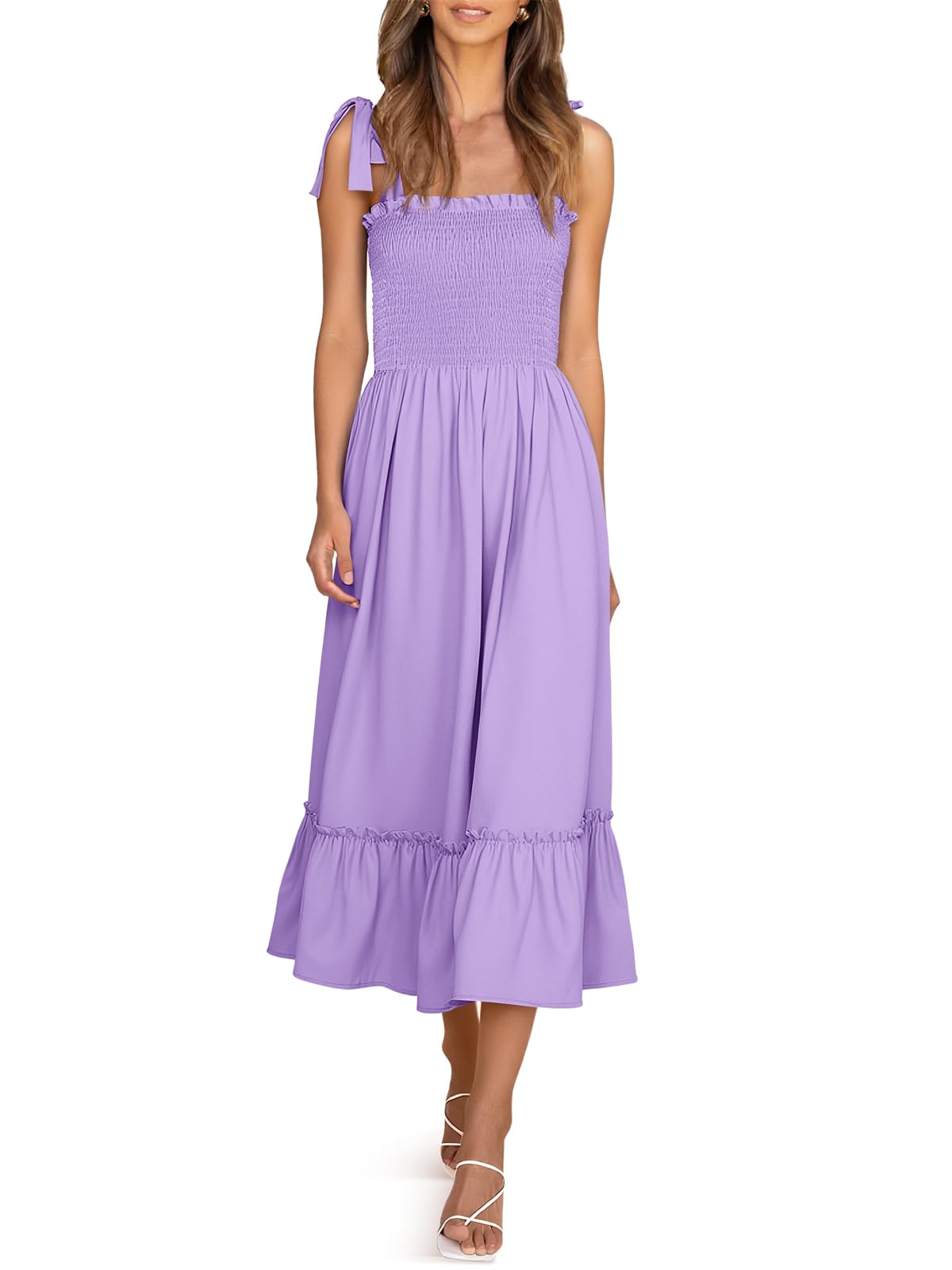 Imily Bela Womens Summer Smocked Maxi Dresses Floral Boho Beach Sundress