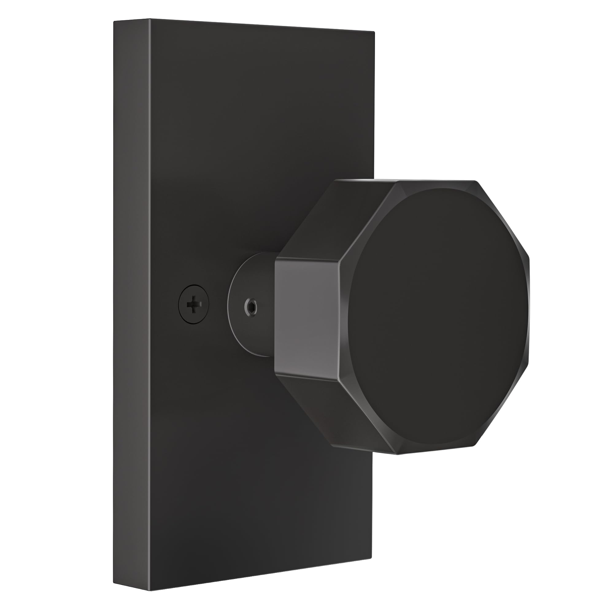 Shiny Handles Matte Black Interior Passage Door Knob, Octagona Handle For Closet And Hallway, No Locking Door Knobs In Keyless Small