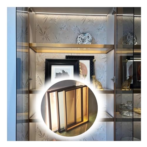 GRRICEPL Estante Flotante con Luz LED, Estantes Decorativos De Vidrio Templado, Marco De Aluminio, Organizador De Almacenamiento para Montaje En Pared.(Grey,50x35 cm)