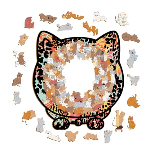 Gato de madera para decoración del hogar: figura animal tallada ideal para regalar a niños y adultos