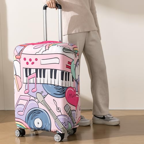Image of HOKIPO 220gsm Durable and Washable Suitcase Covers for Trolley Suitcase, Small (18-19inch) - Music Vibes (AR-6343-D6)
