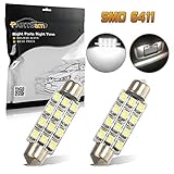 Partsam White Car LED Lamps 42mm festoon 12SMD Interior Dome Map Lights Bulbs 12V 561 562 578, Pack of 2pcs
