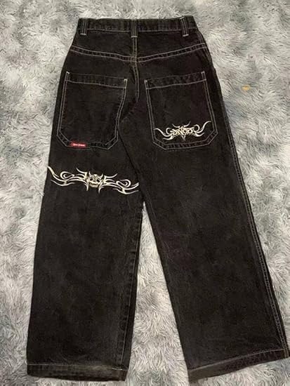 Y2k Baggy Jeans Women Men Hip Hop Goth Street Jeans with Skeleton Print Vintage High Waist Denim Wide Leg Pants4