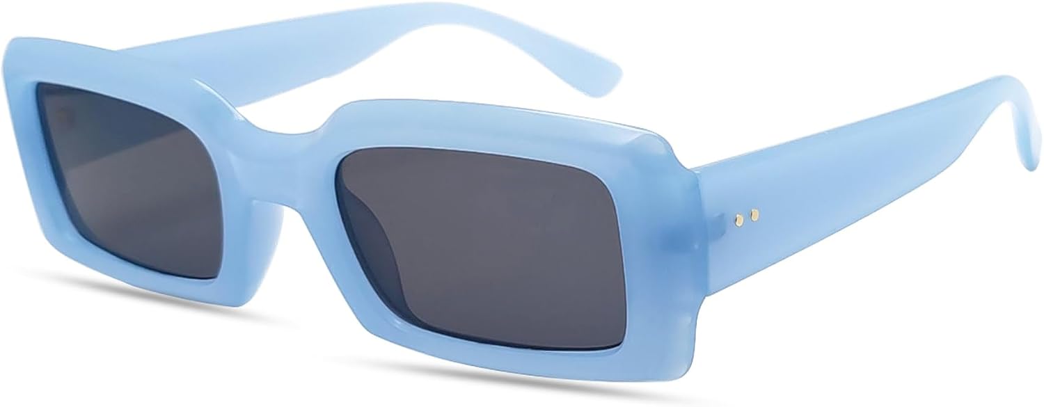 Trendy Rectangle Sunglasses for Women Men Retro 90s Sunglasses