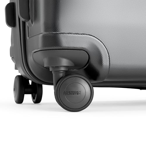 Image of American Tourister Barcelona | Check-in Trolley Bag (69 cm) | 360 8 Wheel Travel Luggage | Hard Case Polycarbonate Suitcase | Mounted Combination Lock | Gun Metal