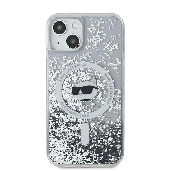 CG Mobile Karl Lagerfeld KLHMP12MLGCHSGH Coque pour iPhone 12/12 Pro 6,1" Coque Rigide Transparente Liquid Glitter TĂŞte de choupette