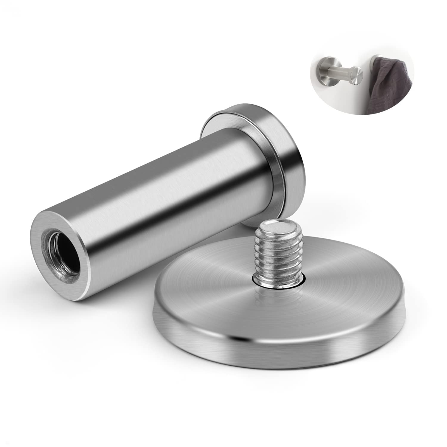 4 Piezas Ganchos de Pared Redondos Plata, Gancho de Pared de Acero Inoxidable de 53 mm Adecuado para Instalar en la Cocina, el Baño y el Dormitorio Principal para Colgar Objetos