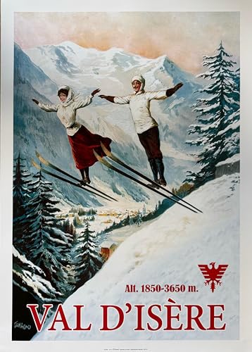 AFFICHE SAUTEURS À SKI Val d'Isère poster vintage montagne et décoration murale ski 50x70cm