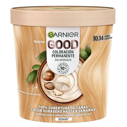 Garnier Pack 3 Good Tinte 10.14 Rubio Camomila - Coloración Permanente Sin Amoniaco Enriquecida con Aceite de Oliva