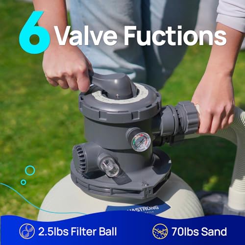 Image of AQUASTRONG 14in Sand Filter Pump for Above Ground Pool with Timer, 2 /3 HP Pool Pumps Above Ground 3000 GPH for Pools up to 13000 GAL, Pool Filter with 6-Way Valve, Improved Circulation and Filtration
