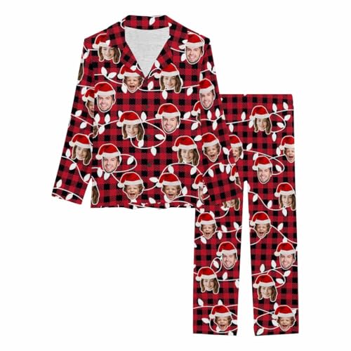 Custom Pajamas Set for Family Pet Matching Pjs Personalized Funny Face V-Neck Sleepwear for Man Woman Pet3