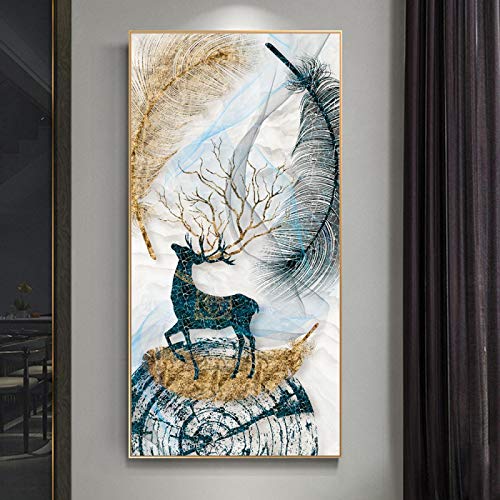 Toile cerf abstrait moderne 80x160 cm pour la décoration du salon