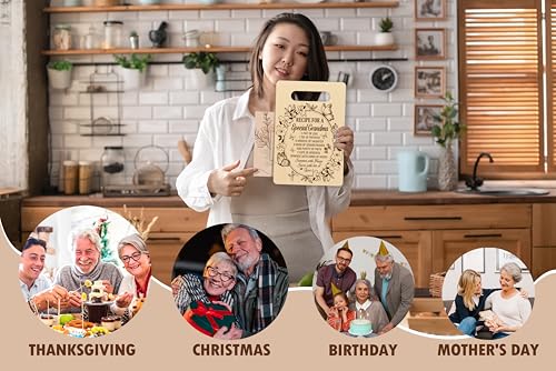 Tablero de corte rectangular de bambú para cocina, ideal como regalo para abuela, mamá o profesores — incluye posavasos redondo miniatura 5