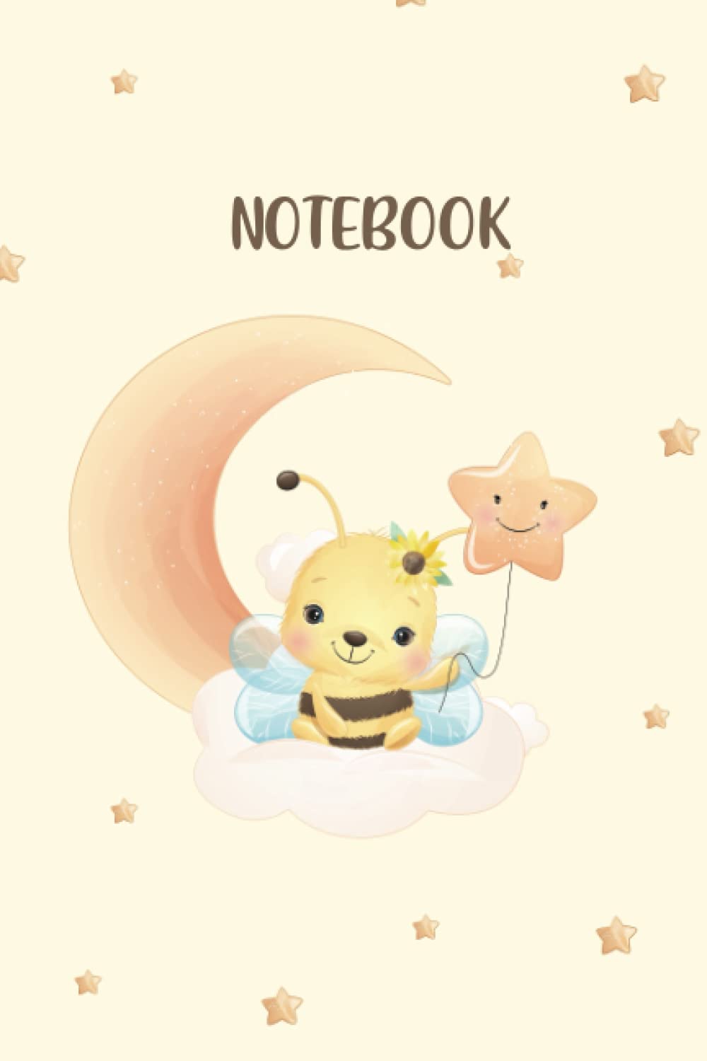 Bee design pattern note book: Cute bee design paper back note book with stars ( 6 x 9 inch) 110 pages