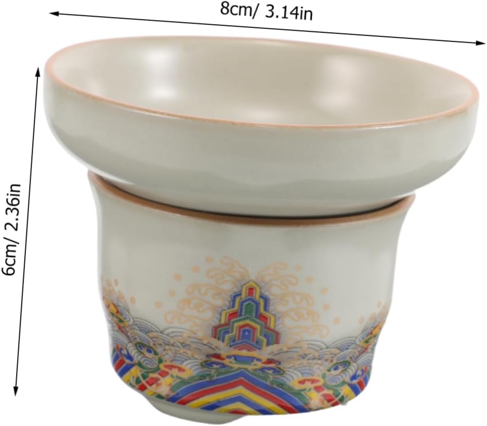 Luxshiny Elegant Ceramic Tea Strainer with Integrated Drip Bowl Base Vintage Porcelain Filter for Chinese Gongfu Tea Ceremony for Home Gifting Convenient Loose Leaf Brewing Tool