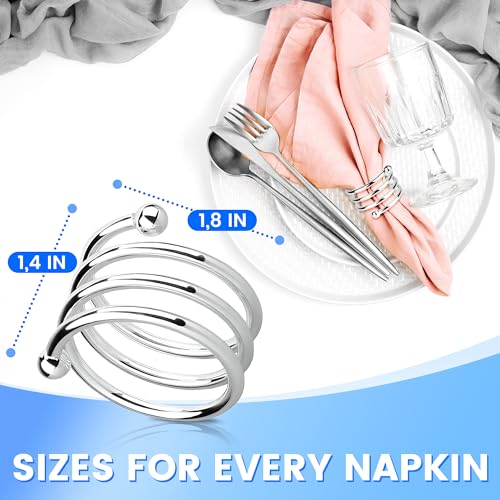 Silver Napkin Rings Set of 8 – Elegant Valentine Napkin Ring Holders, Sturdy Metal Holiday Table Decor for Weddings, Parties & Family Dinners, Great Kitchen Gifts Idea for Hosts & Seasonal Holidays - Thumbnail 2