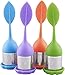 Bekith 4-Pack Tea Infuser - Stainless Steel Fine Mesh Tea Filter with BPA-Free Silicone Leaf Handle and Drip Tray - Perfect Tea Strainers for All Types of Loose Leaf Tea