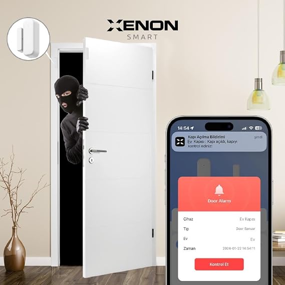 Xenon Smart Smart Door and Window Sensor Wireless Mobile Application Controlled Wi-Fi Home Security System Google Home/Alexa Compatible Window Contact X7502