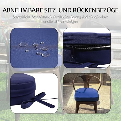 Coussins de chaise imperméables ronds contre la pluie lot de 4 grands formats 50x50 pour jardin