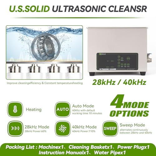 U.S. Solid 30L Ultrasonic Cleaner - 28/40kHz Dual-Frequency Digital Ultrasonic Cleaning Machine with Heater, Timer, and Degas Function — view 2