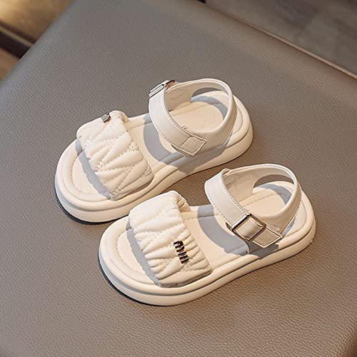 Infant Toddler Baby Girl Boy Sandals Non-Slip Soft Rubber Sole Sandals Shoes Princess Flat Shoes (White, 7.5 Toddler)4
