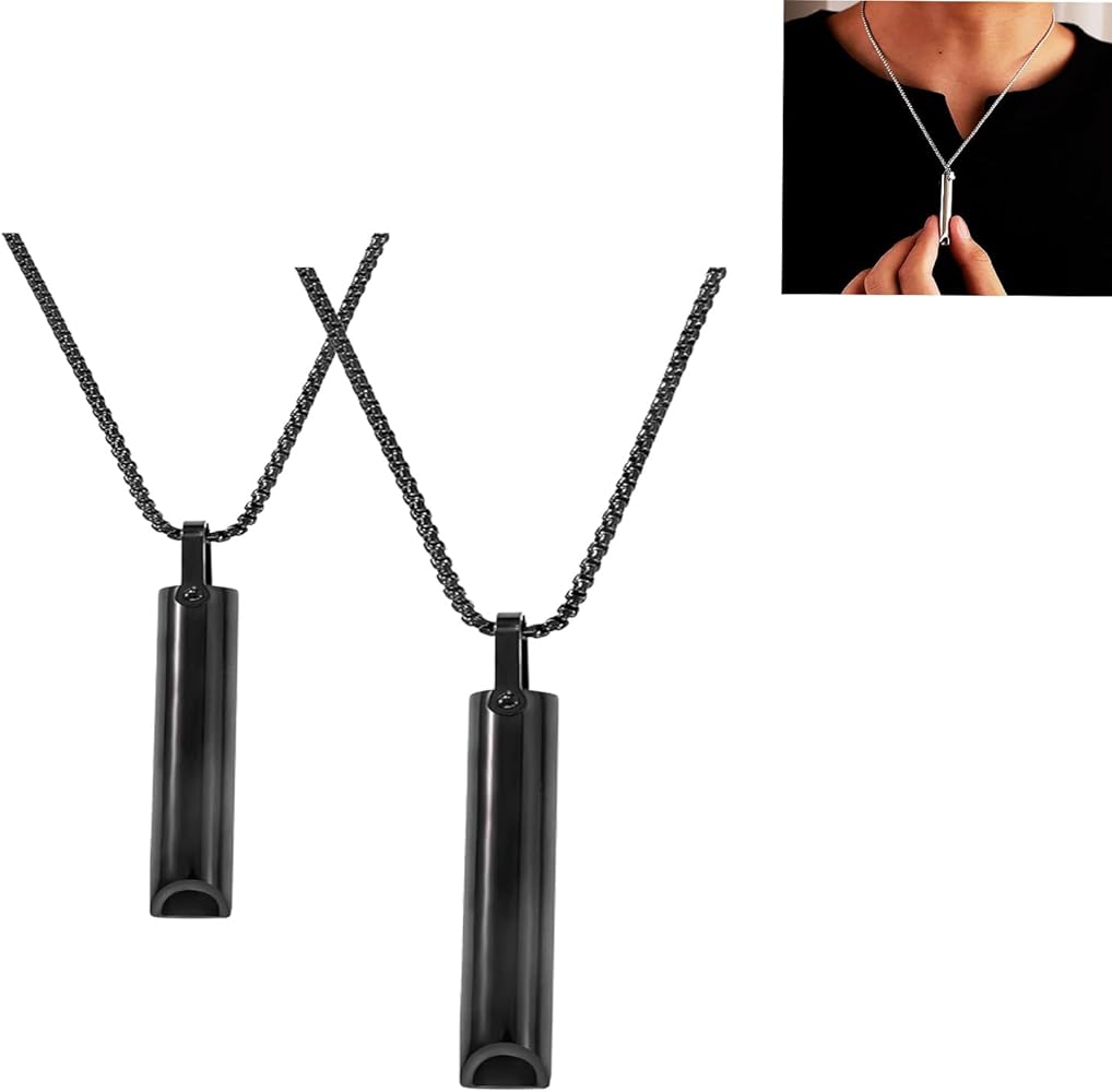 Collar V2 Para Dejar De Fumar, Collar Original Para Dejar De Fumar, Sin Humo, Cadena Con Silbato, Collar De Respiración Con Resistencia, Contra Fumar, Collar Para El Cuello (plata), Metal