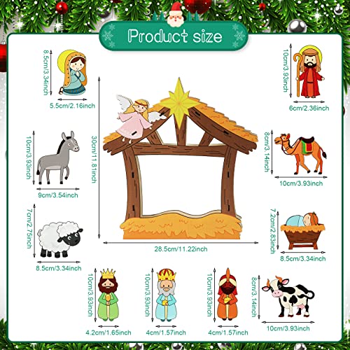 Conjunto de 12 peças de presépio de madeira de Natal Jesus Manjedoura de mesa de presépio ornamento