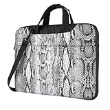 Produktleistung: Diese schwarze und weiße Laptoptasche mit Schlangenhaut verfügt über ein stoßdämpfendes, weiches Futter, das Stöße effektiv absorbieren und Schäden durch versehentliche Kollisionen und Kratzer reduzieren kann. Der oben angebrachte Doppelreißverschluss kann reibungslos gleiten und erleichtert die Verwendung von Laptops. Die Länge des beweglichen gepolsterten Schulterpolsters beträgt 18 cm, und die maximale Länge des Schultergurts beträgt 112 cm. Wenn er nicht benötigt wird, kann der obere Griff auch in die Tasche gesteckt werden. Sie können es verwenden