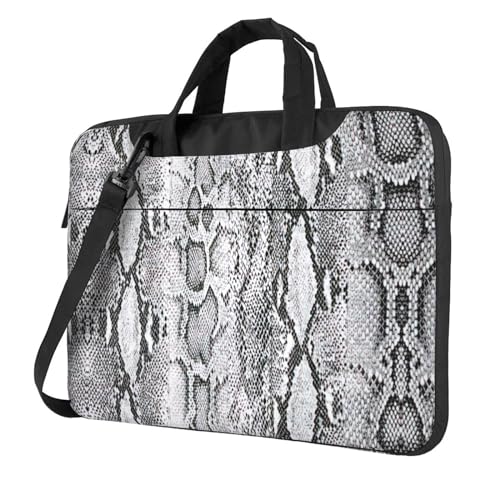 Bolso para portátil de 15.6 pulgadas en piel de serpiente blanca y negra