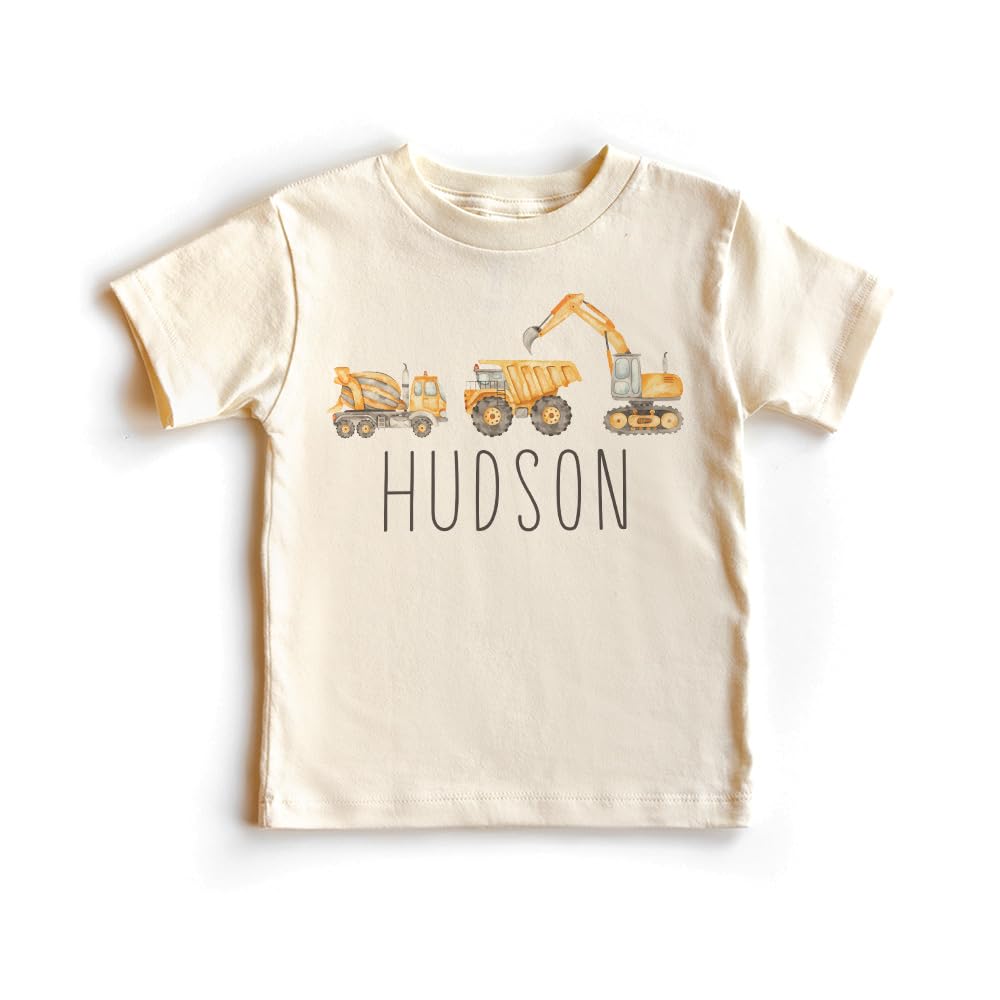 Boys Custom Graphic Tees Personalized Name & Construction Truck