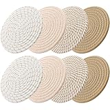 ME.FAN 8 Inch Trivets for Hot Dishs, 8 Set Cotton Thread Weave Trivets for Hot Pans, Potholders, Large Coasters, Hot Pads, Hot Mats to Protect Desktop & Countertop, Kitchen Essentials Coffee