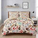 Pamnest Comforter Set Twin Size, Racing Car Competition 5 Pcs Bedding for Kids and Adults, Race Game Cute Wheel Bed Sheet Sets with Fitted Sheet Pillowcase & Sham for Bedroom Bed Decor