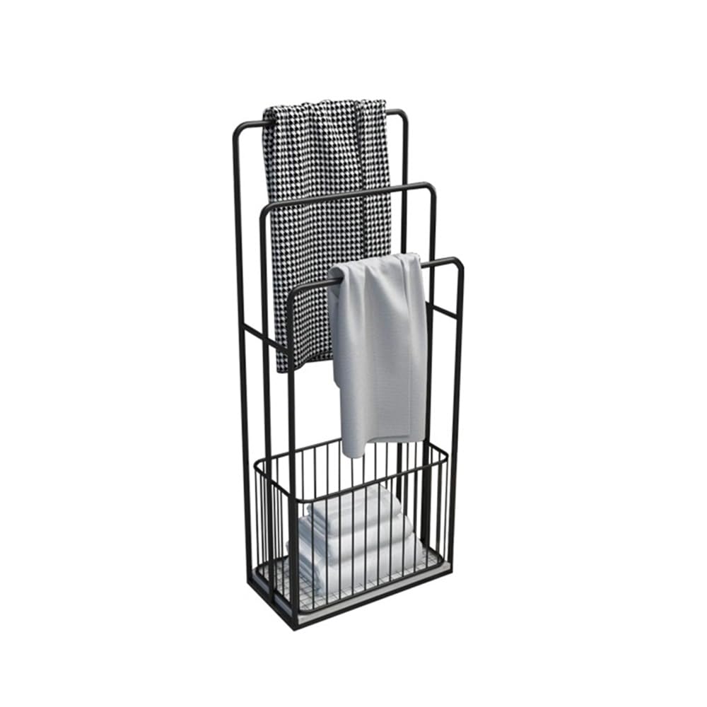 towel rail Bathroom Towel Rack Storage Floor-standing Metal Modern Toilet Shelf(Black)