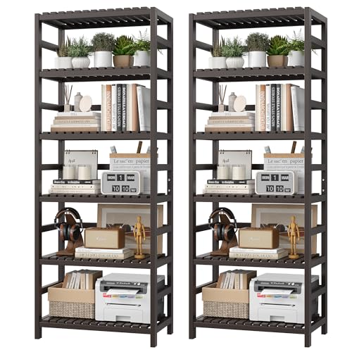 FOTOSOK 6-Tier Bamboo Shelf Set of 2