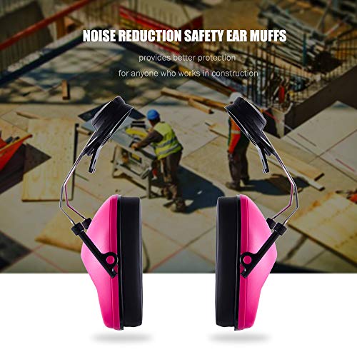 Huarui Noise Cancelling Helmet Attachable Ear Muffs Blocking Sound Reduction Ear Protection For Construction Site, Cap Mounted Protective Safety Ear Muffs With Hard Hat Mounting Adaptors Pink #TOP5