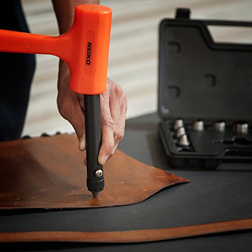 Image of NEIKO 02614A Interchangeable Large Hollow Hole Punch Tool Set, 10 Piece, Gasket Maker, Heavy Duty Gasket Punch Set, Includes Hole Puncher Tool Carrying Case, Leather Punch Set