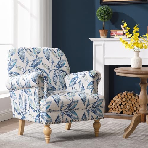 Livingroomaccentchairlinenupholsteredreadingchairwitharmssmallsofachairforloungebedroomcornernookdormbluepattern Urban Country Home Decor Living room accent chair linen upholstered reading chair with arms small sofa chair for lounge bedroom corner nook dorm blue pattern urban country home decor