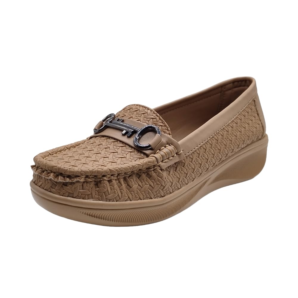 pluxh Womens Metallic Faux Leather Wedges Loafers-picture-49