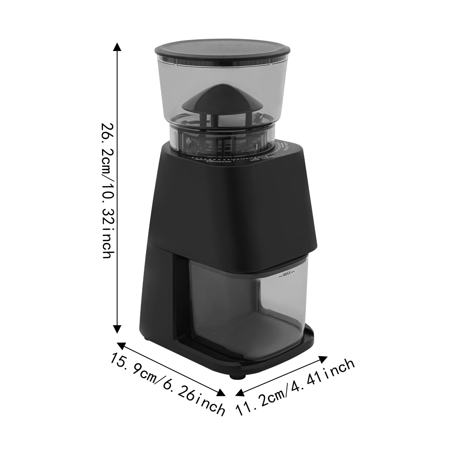 Młynek do kawy, 30 stopni równomiernego mielenia, regulowany młynek do kawy, elektryczny mechanizm stożkowy, antystatyczny, ekran dotykowy LCD, do espresso/French Press