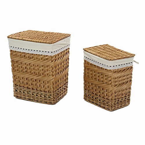 Contenuto: cestone Vacchetti Giuseppe 1917190000 Cestone 1-2, Fodera con Pizzo, Rettangolare, Vimini, Marrone, 46x33x56 cm