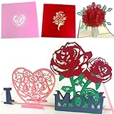 Mothers Day cards Pop UP - 3D set of 2 Greeting card | for Mother's Wife and Mom Perfect for Wedding Anniversary Thank You | Laser Cut Bouquet of Flowers with Roses |Handmade Gift all occasion