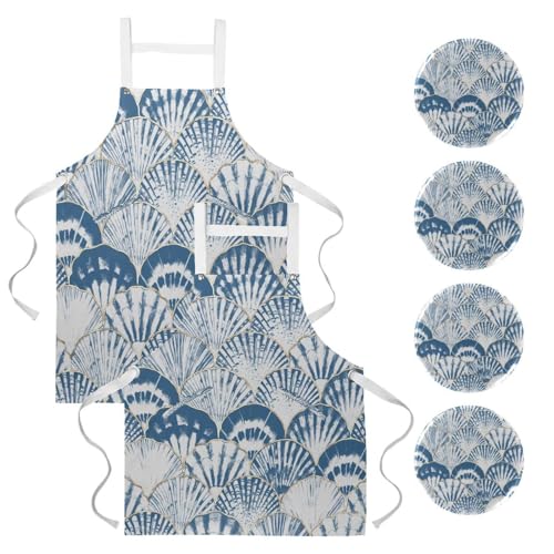 Tablier de cuisine lot de 2 style bord de mer pour le nettoyage et bistrot