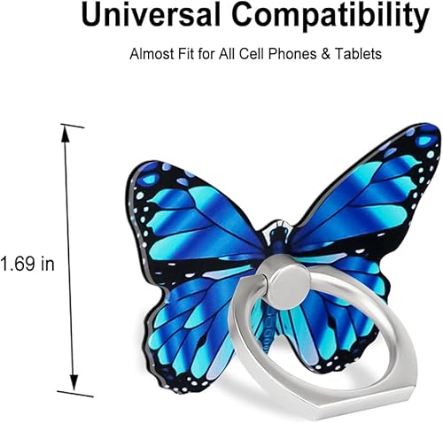 Miniatura 7 de Soporte de anillo de dedo de mariposa para teléfono celular, rotación de 360 grados, agarre de anillo de metal para iPhone, Samsung Galaxy, todos