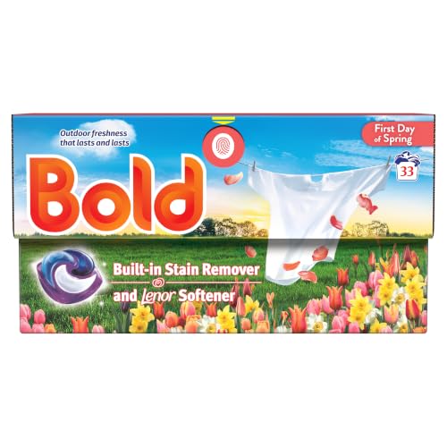 Bold First Day of Spring PODS Washing Liquid Laundry Detergent Capsules 33 Washes 33ct Outdoor Freshness That Lasts And Lasts With Built-In Lenor Softener