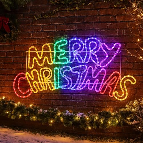 Christmas's Signage Rope Lexi Lighting Merry Christmas Rope Light Silhouette, Multicoulor ...